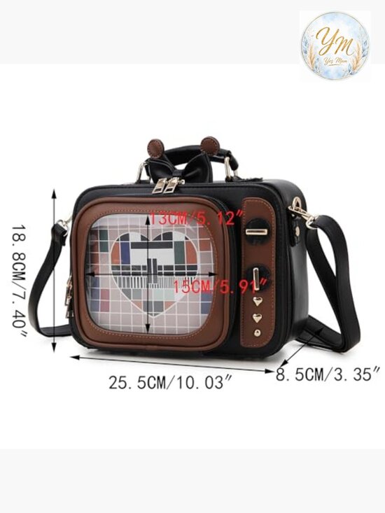 Retro TV Ita Bag with Inserts Clear Window Anime Display Crossbody Shoulder